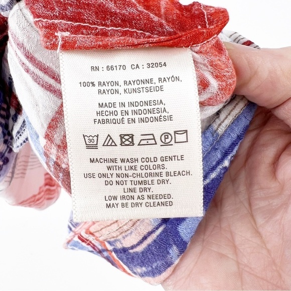 ✅ Anthropologie Maeve Lila Tunic Blouse X-Small BLUE/RED - Picture 7 of 7